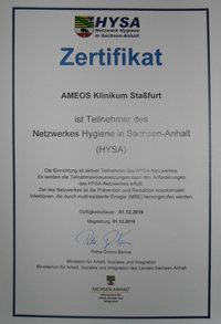 Urkunde für Krankenhaushygiene verliehen
