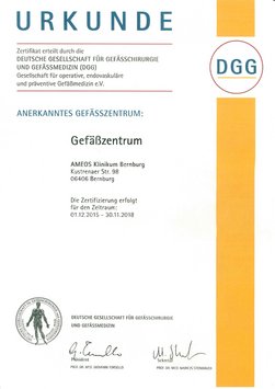 Erfolgreiche Rezertifizierung des „Gefäßzentrums Bernburg“