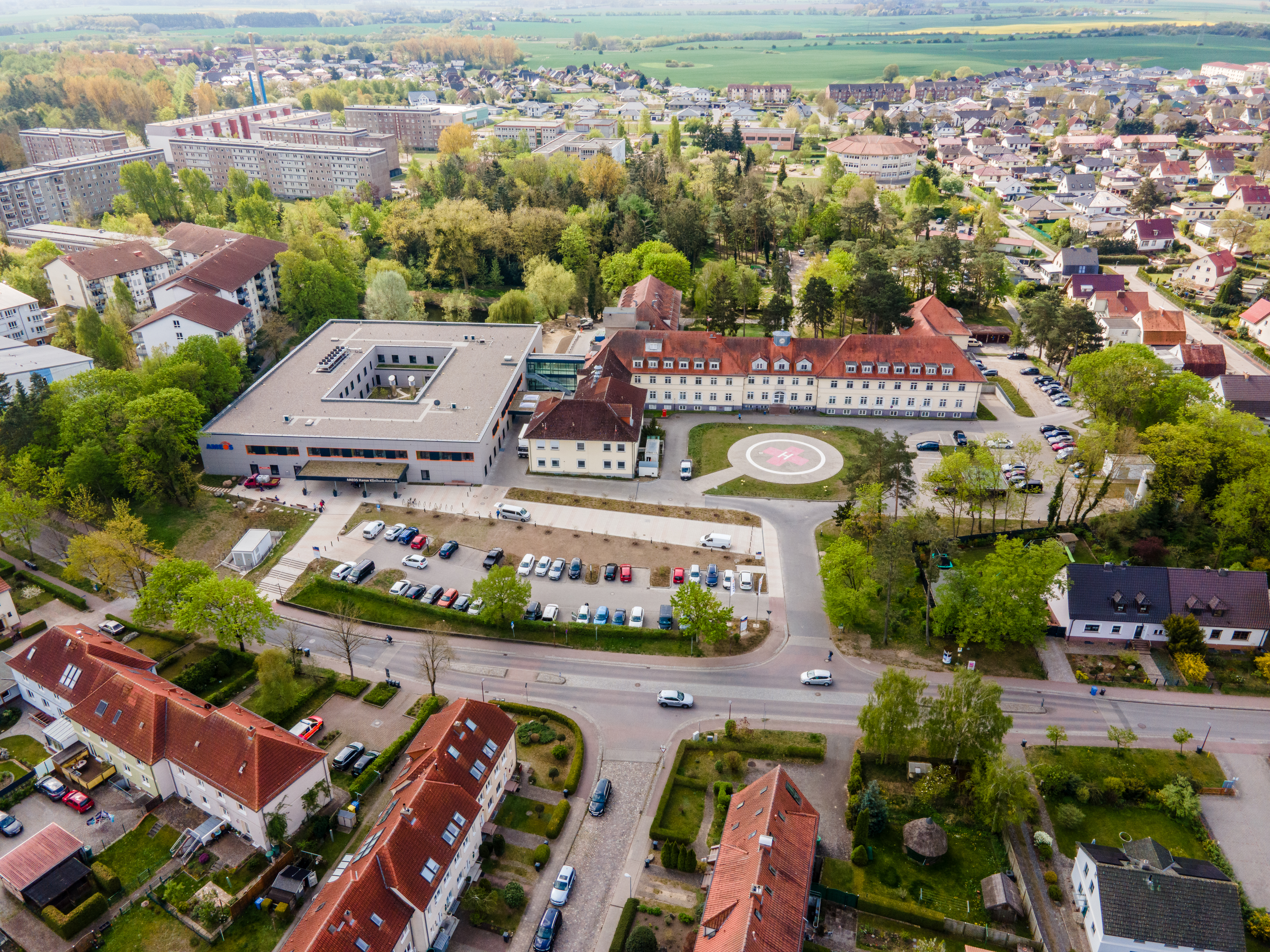 Luftansicht AMEOS Hanse Klinikum Anklam