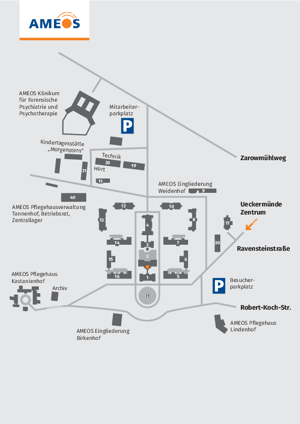 Lageplan AMEOS Einrichtungen Ueckermünde